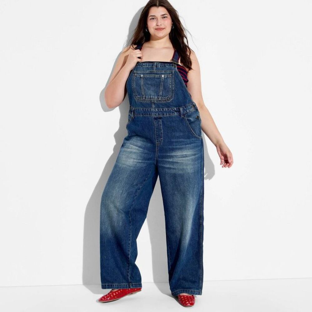 Women's Baggy Overalls - Wild Fable Dark Wash XXL